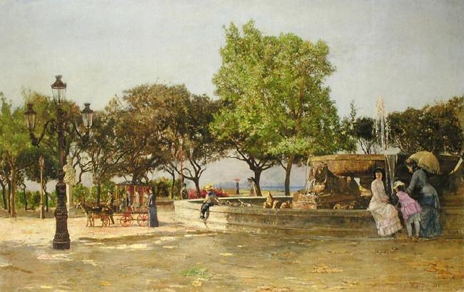 Domenica Battaglia La Fontana delle Paperelle, Napoli, oil painting picture